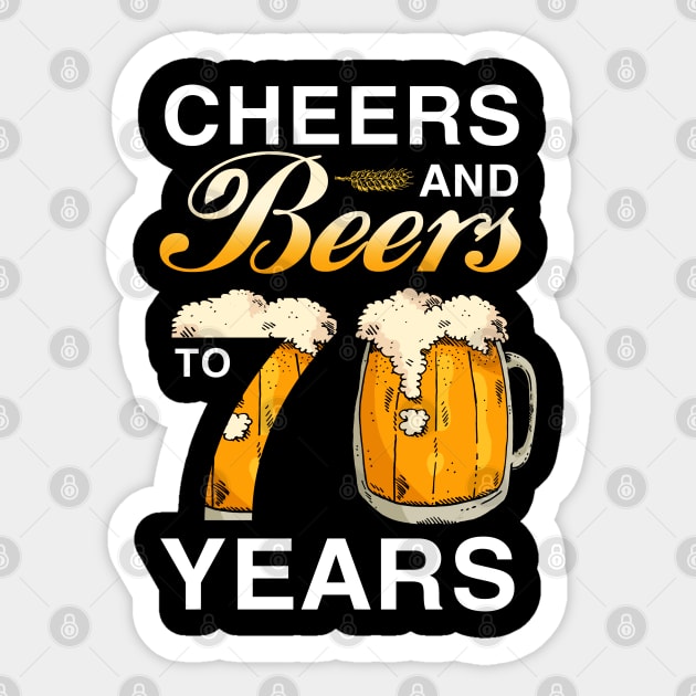 Cheers and Beers to 70 Years Sticker by Sunset beach lover